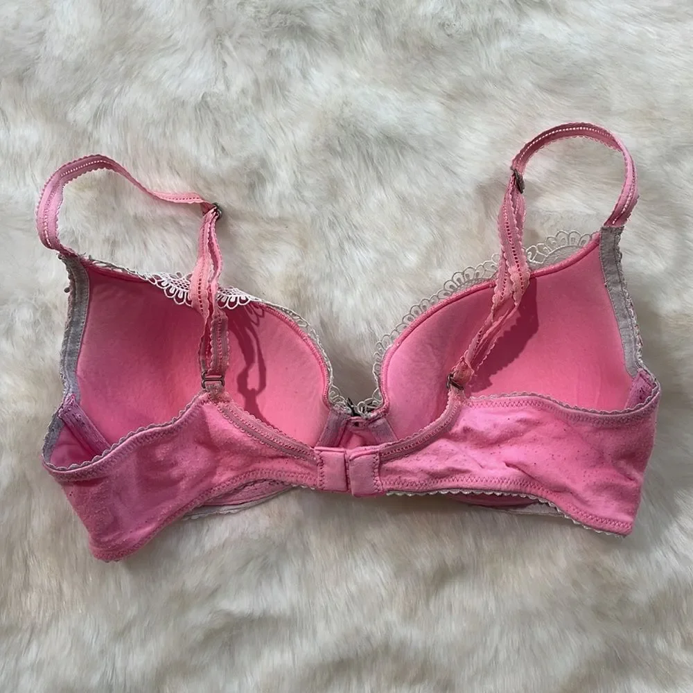 Victoria’s Secret Pink Lacey Lined Bra floral, black, pink white